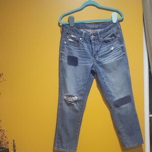 American Eagle Outfitters Blue Distressed Ankle Jeans